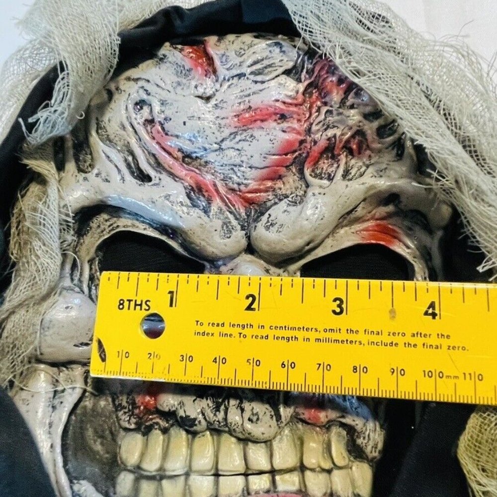 Fun World Zombie Monster Halloween Costume Mask Black Hood & Gray Decaying Cloth - Picture 8 of 10